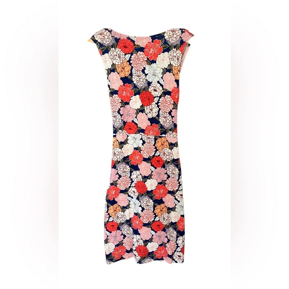 41 Hawthorn M Blue Pink Floral V-Neck Faux
Wrap Sleeveless Dress - Picture 3 of 7